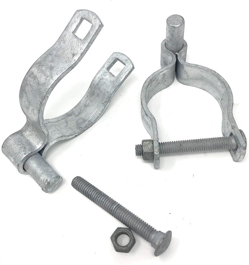 Ozark Fence - Chain Link Gate Post Hinge - Heavy Duty Pressed Steel - Includes Carriage Bolts & Nuts (Galvanized Steel, 2-7/8"") - Image 1